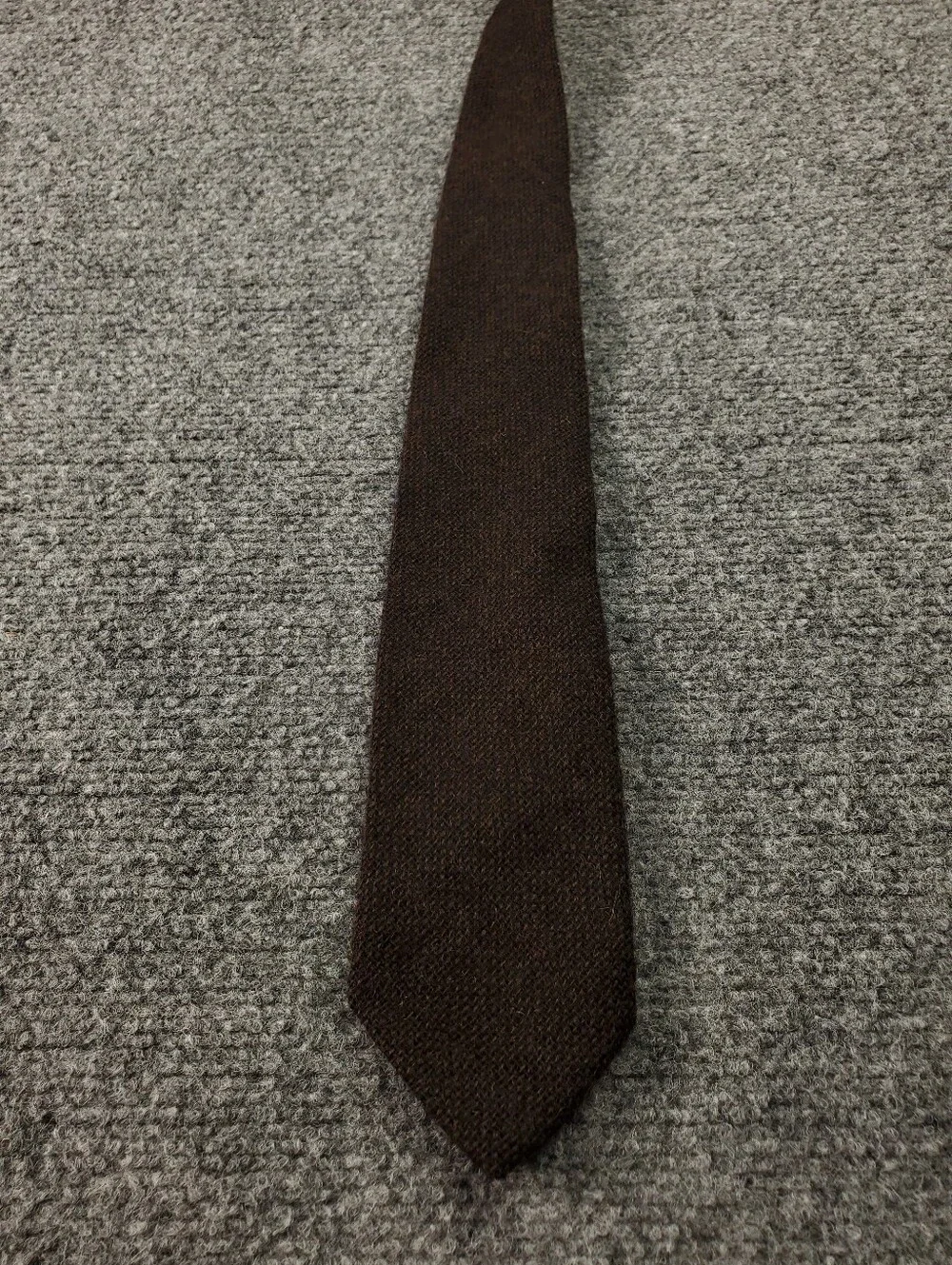 Wool Necktie Made In Scotland Solid Brown Flecked Classic Tie Dark Academia